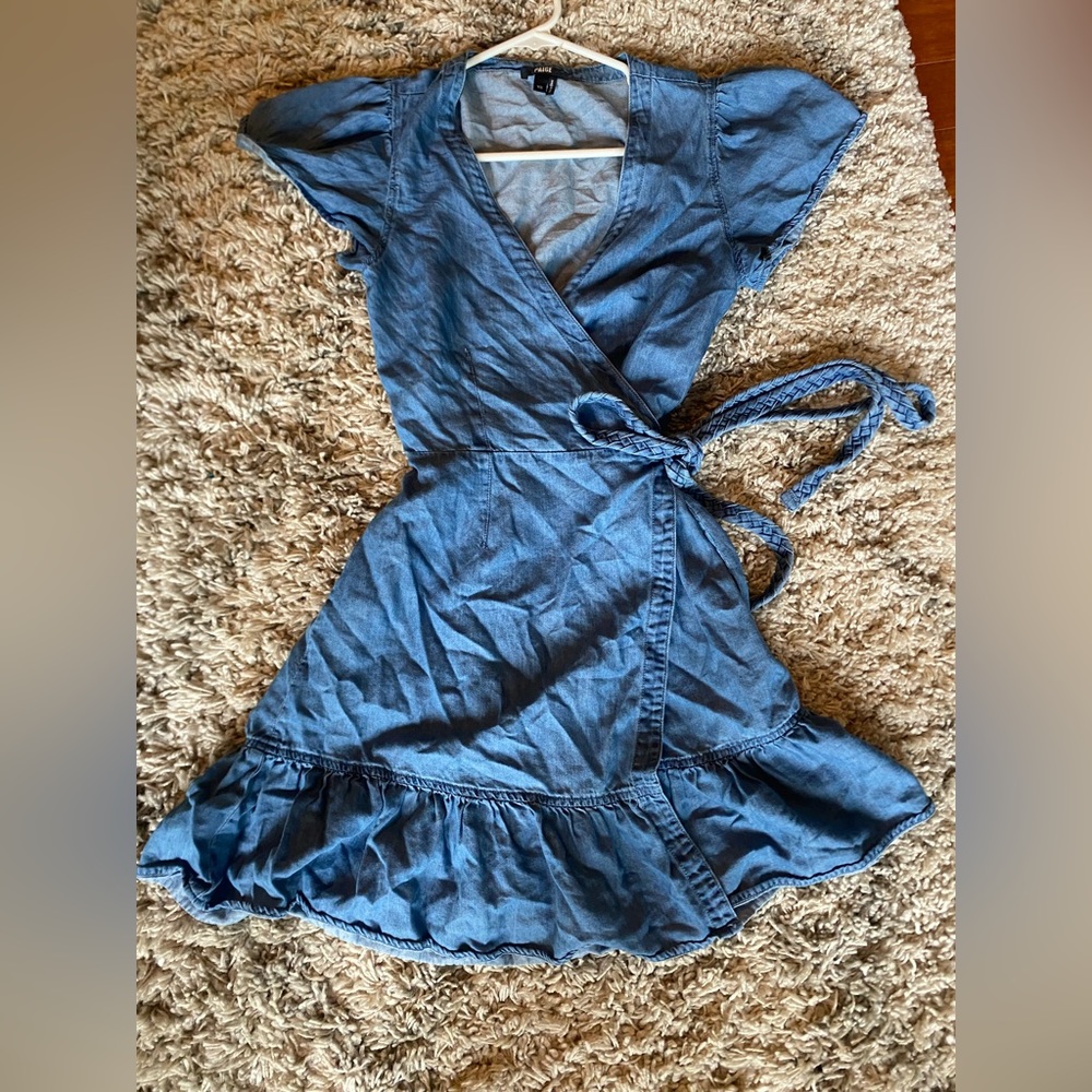 Paige denim wrap dress with ruffles